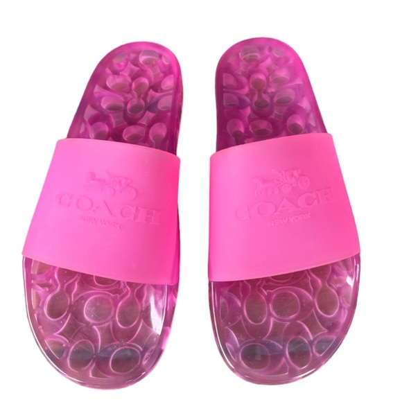 Coach Shoes - Coach Ulyssa New Rubber Bold Pink Slip On Slides Size 11